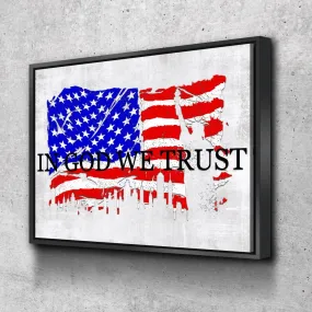 In God We Trust #19 American Flag Patriotic Wall Art - Christian Canvas Wall Art