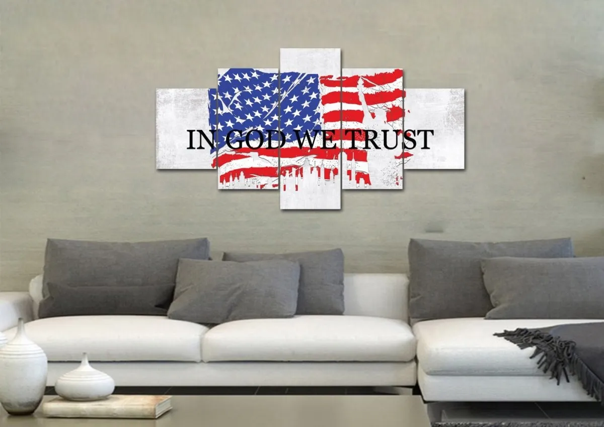 In God We Trust #19 American Flag Patriotic Wall Art - Christian Canvas Wall Art