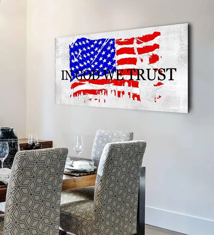 In God We Trust #19 American Flag Patriotic Wall Art - Christian Canvas Wall Art