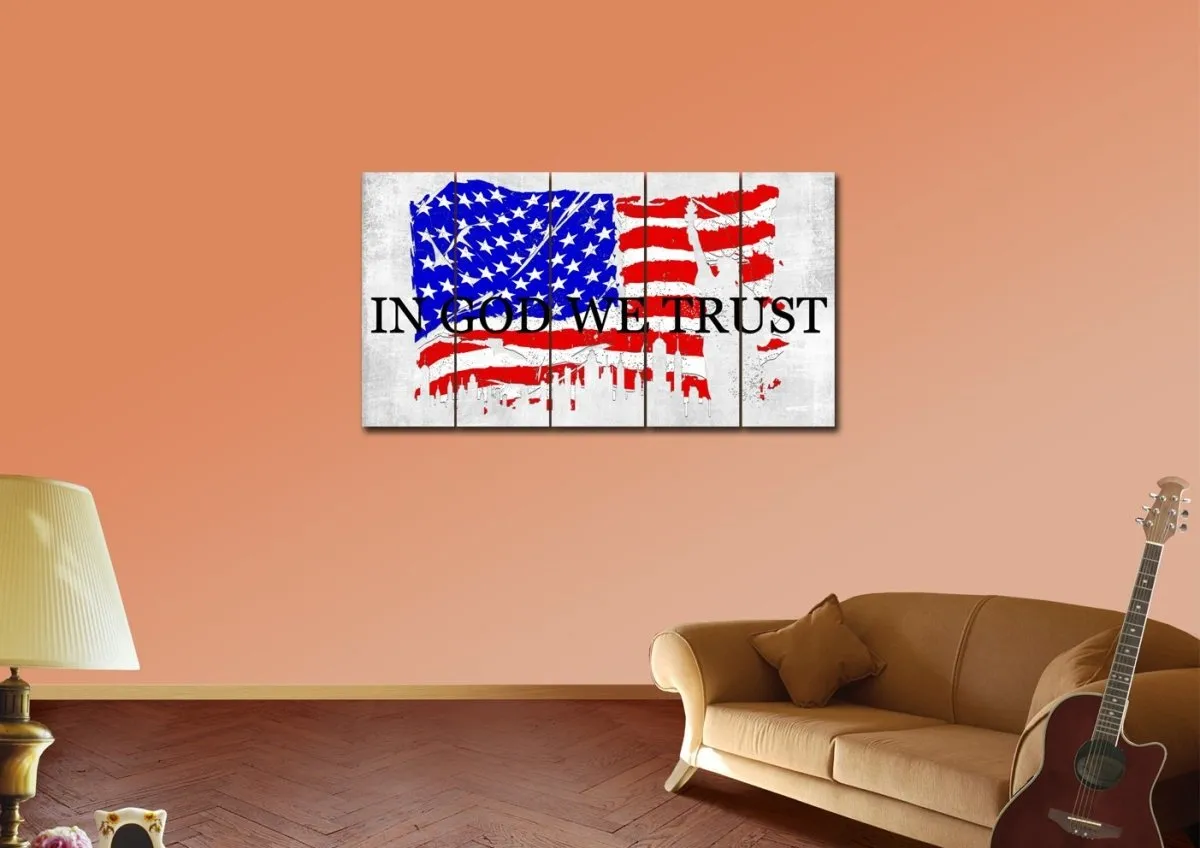 In God We Trust #19 American Flag Patriotic Wall Art - Christian Canvas Wall Art