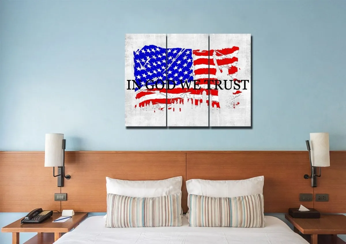 In God We Trust #19 American Flag Patriotic Wall Art - Christian Canvas Wall Art