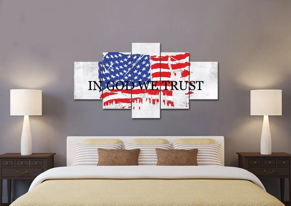 In God We Trust #19 American Flag Patriotic Wall Art - Christian Canvas Wall Art