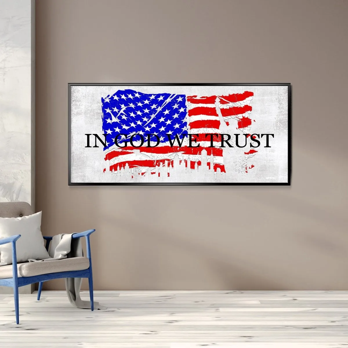 In God We Trust #19 American Flag Patriotic Wall Art - Christian Canvas Wall Art