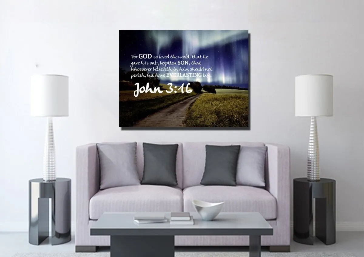 John 316 Kjv #13 Bible Verse Canvas Wall Art - Christian Canvas Wall Art