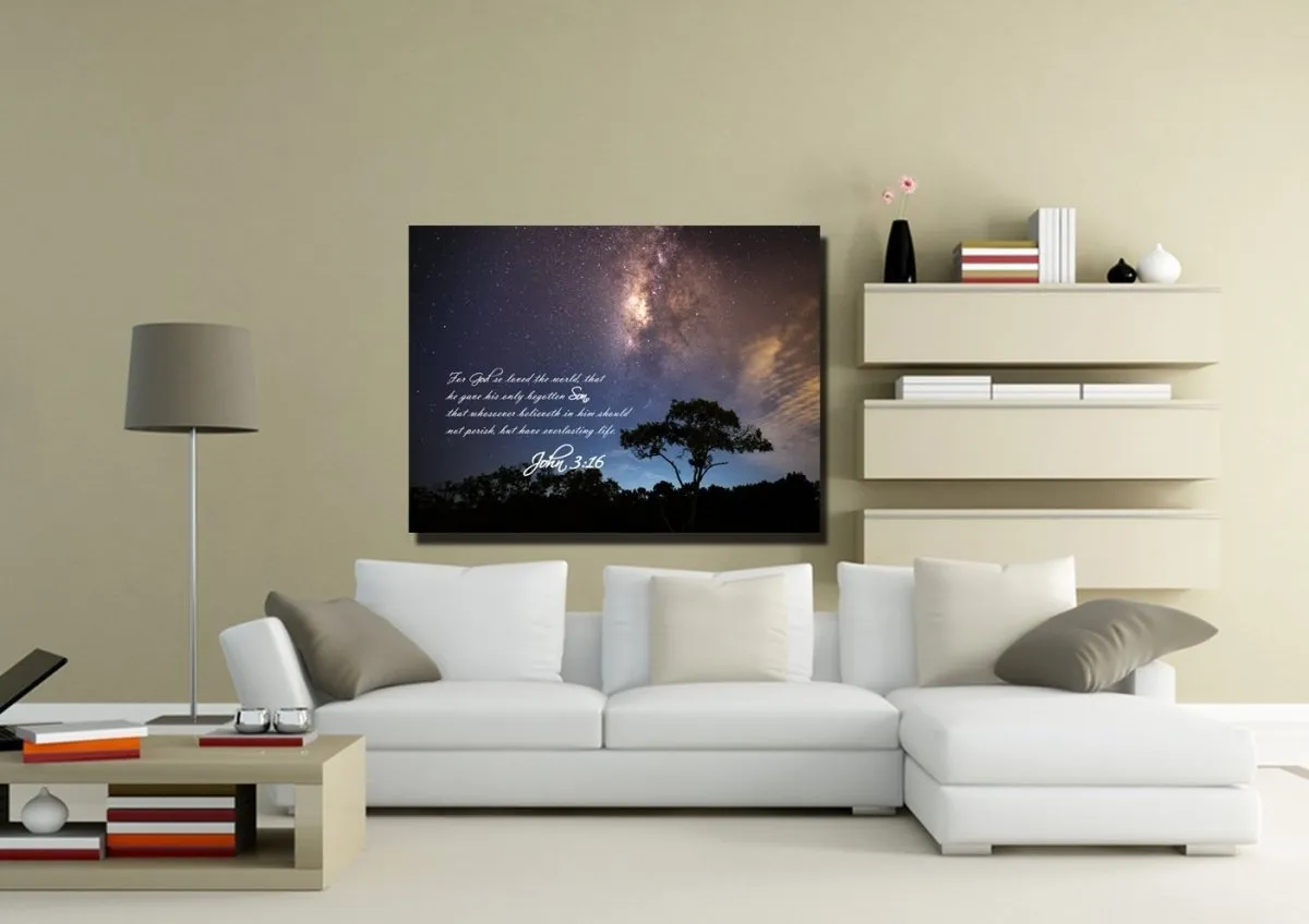 John 316 Kjv #16 Bible Verse Canvas Wall Art - Christian Canvas Wall Art