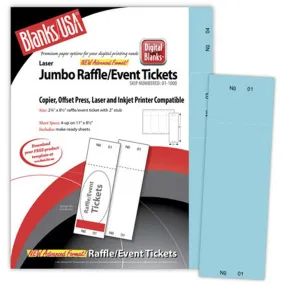 Jumbo Blue Raffle Tickets Paper - 2.75in. X 8.5in. - Pack of 500