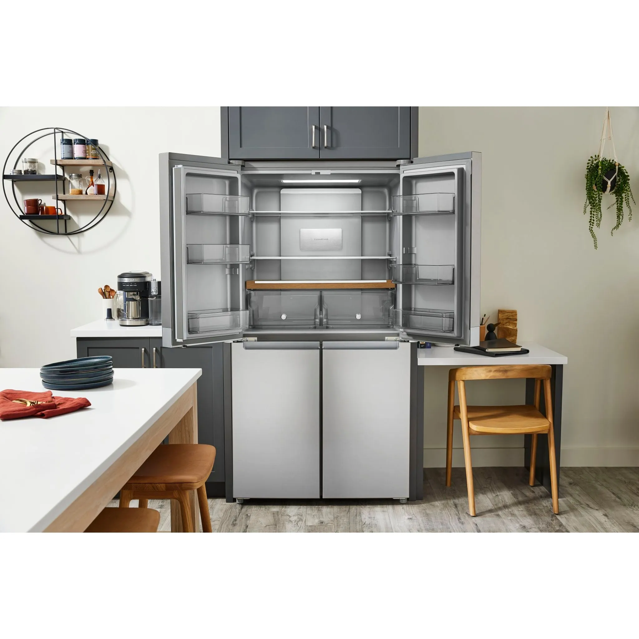 KitchenAid 19.4 cu. ft. 36" wide Counter-Depth 4-Door Refrigerator with PrintShield Finish (KRQC506MPS)