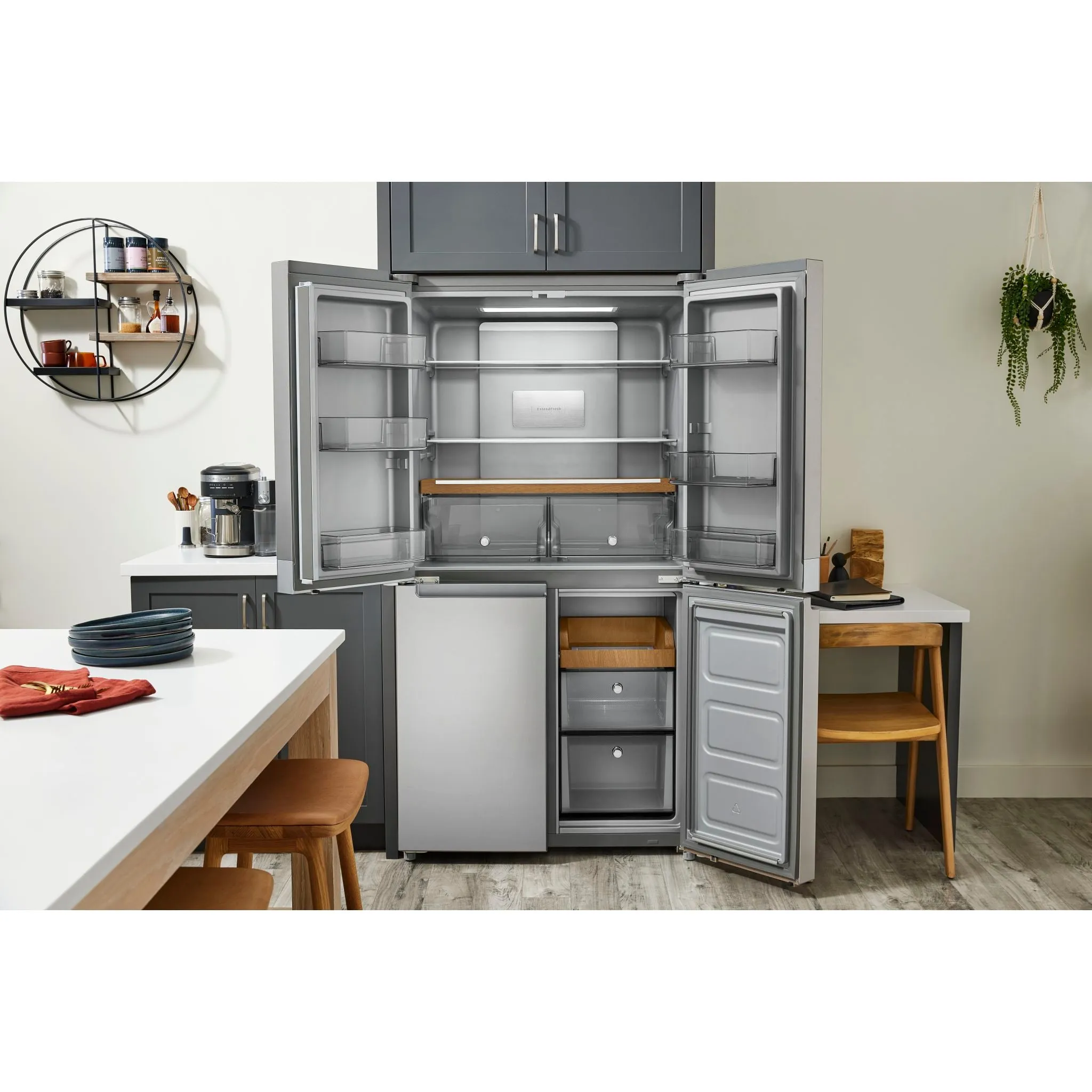 KitchenAid 19.4 cu. ft. 36" wide Counter-Depth 4-Door Refrigerator with PrintShield Finish (KRQC506MPS)