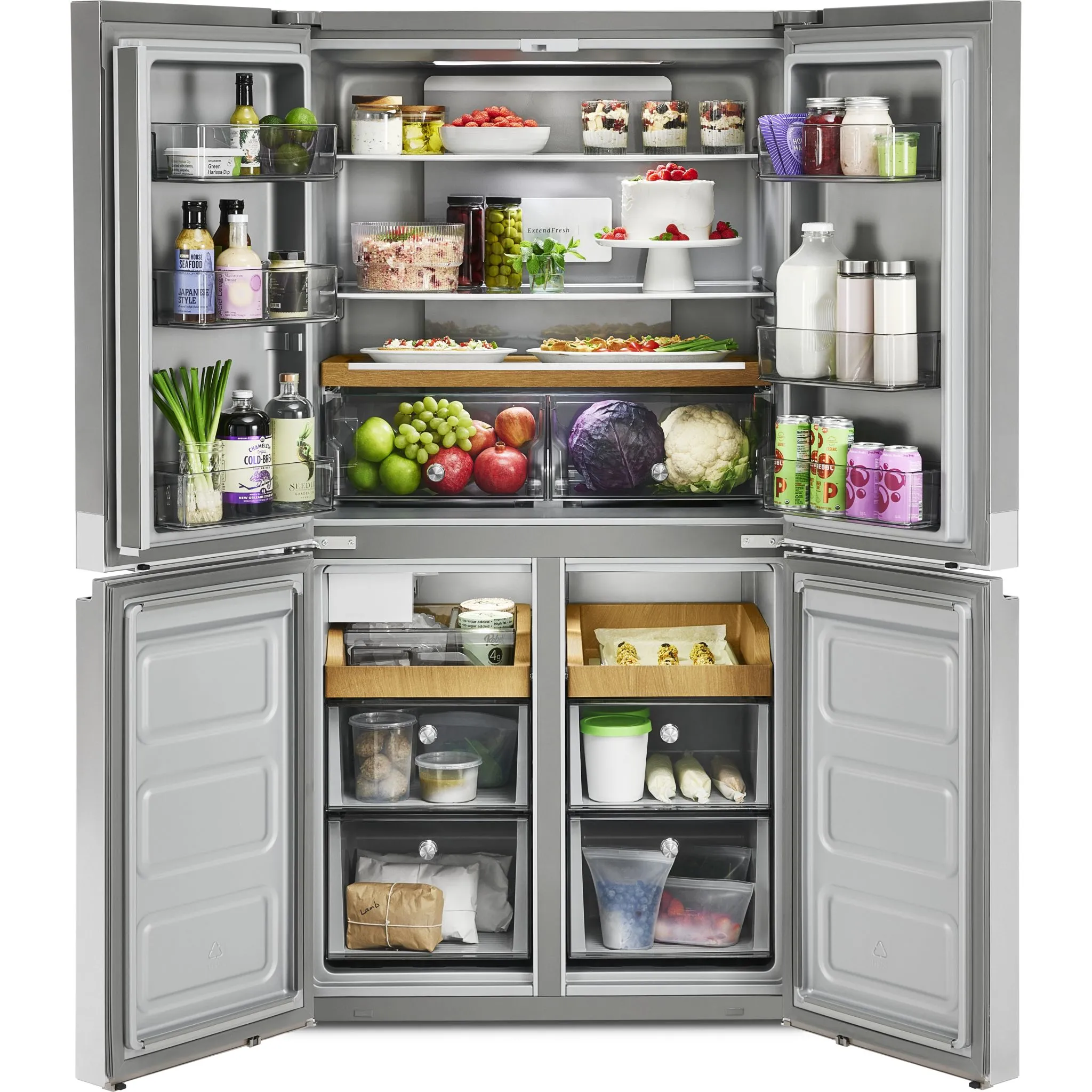 KitchenAid 19.4 cu. ft. 36" wide Counter-Depth 4-Door Refrigerator with PrintShield Finish (KRQC506MPS)