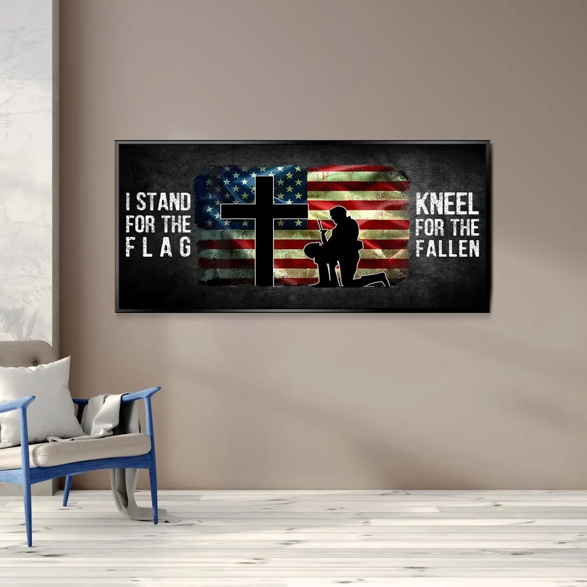 Kneel For The Flag American Flag Patriotic Wall Art - Christian Canvas Wall Art