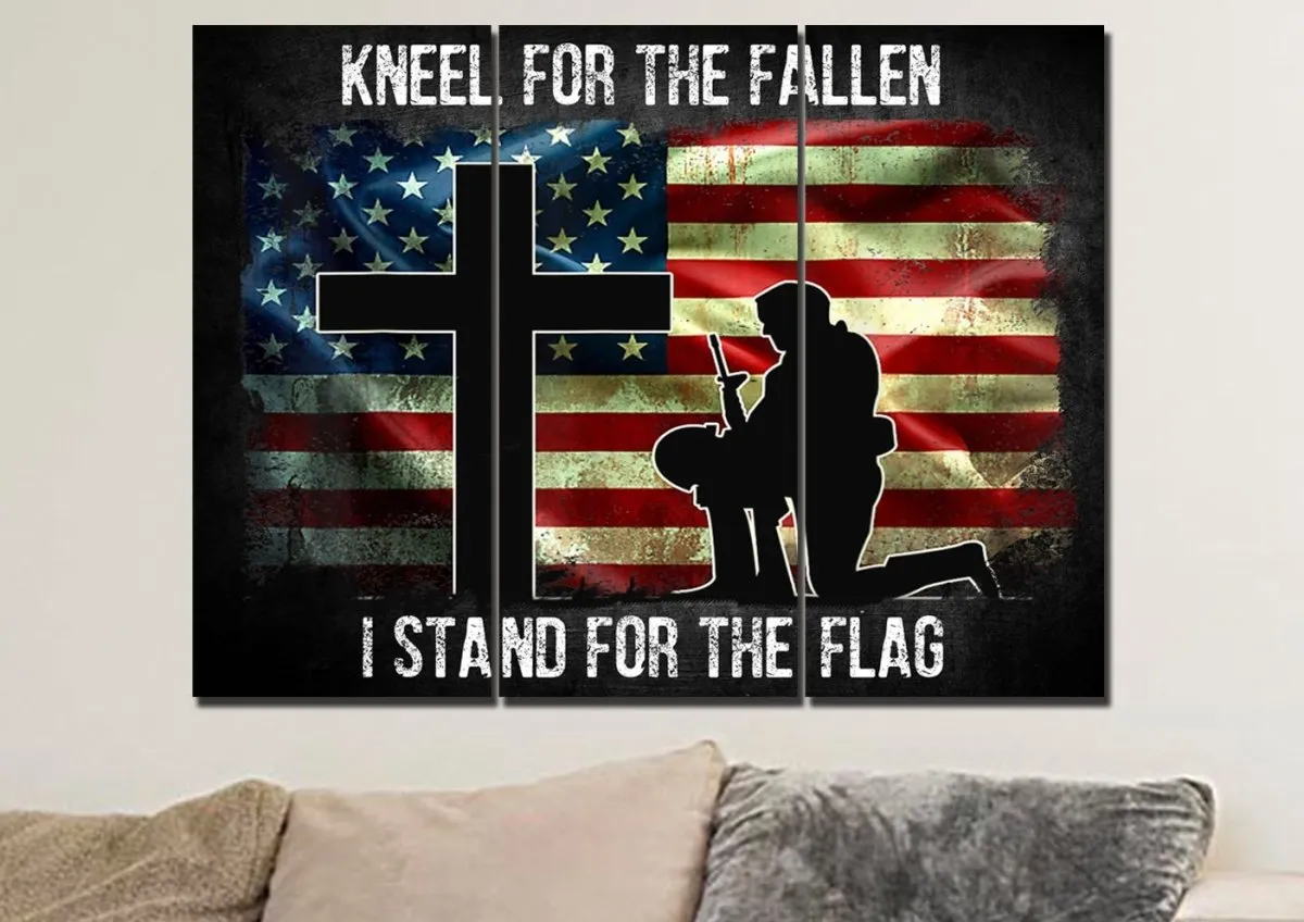 Kneel For The Flag American Flag Patriotic Wall Art - Christian Canvas Wall Art