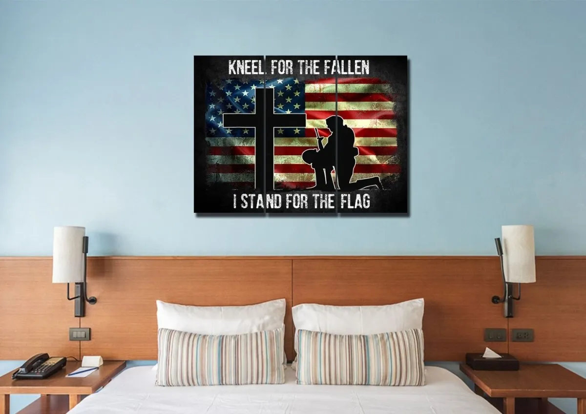 Kneel For The Flag American Flag Patriotic Wall Art - Christian Canvas Wall Art