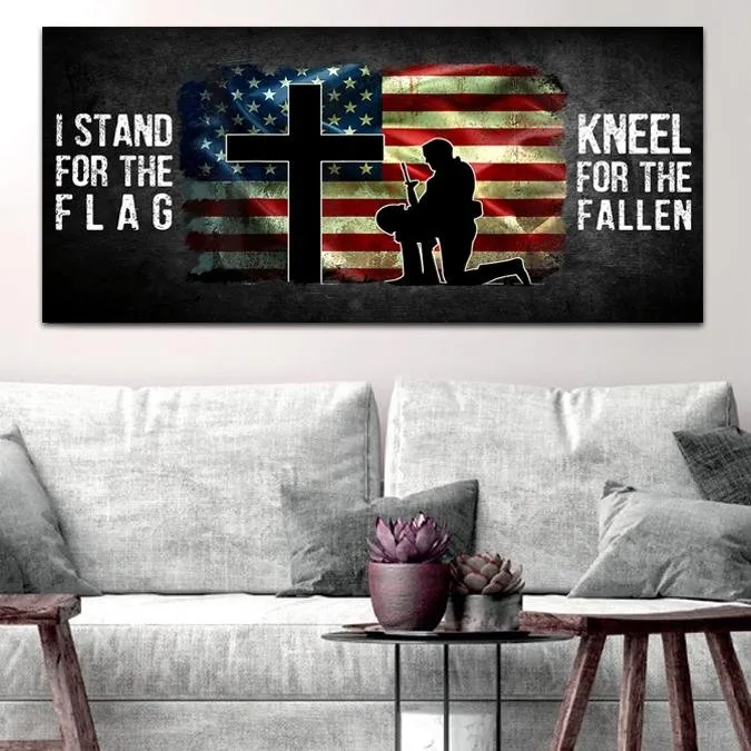 Kneel For The Flag American Flag Patriotic Wall Art - Christian Canvas Wall Art