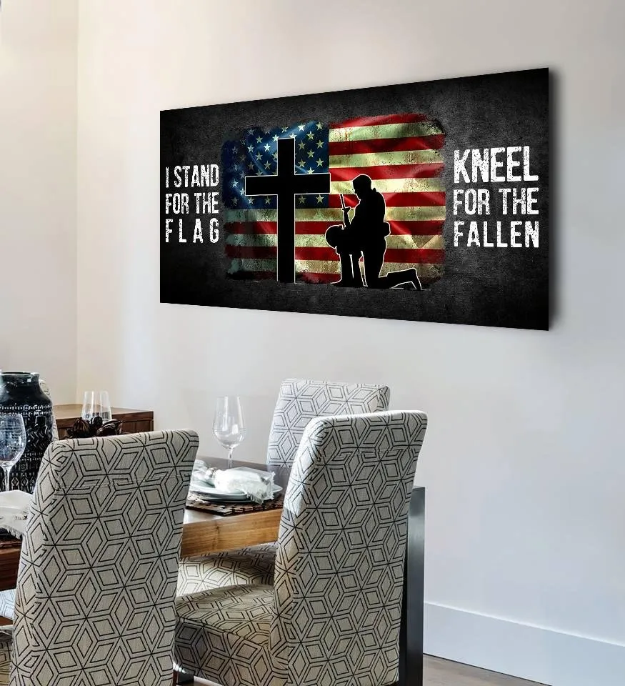 Kneel For The Flag American Flag Patriotic Wall Art - Christian Canvas Wall Art