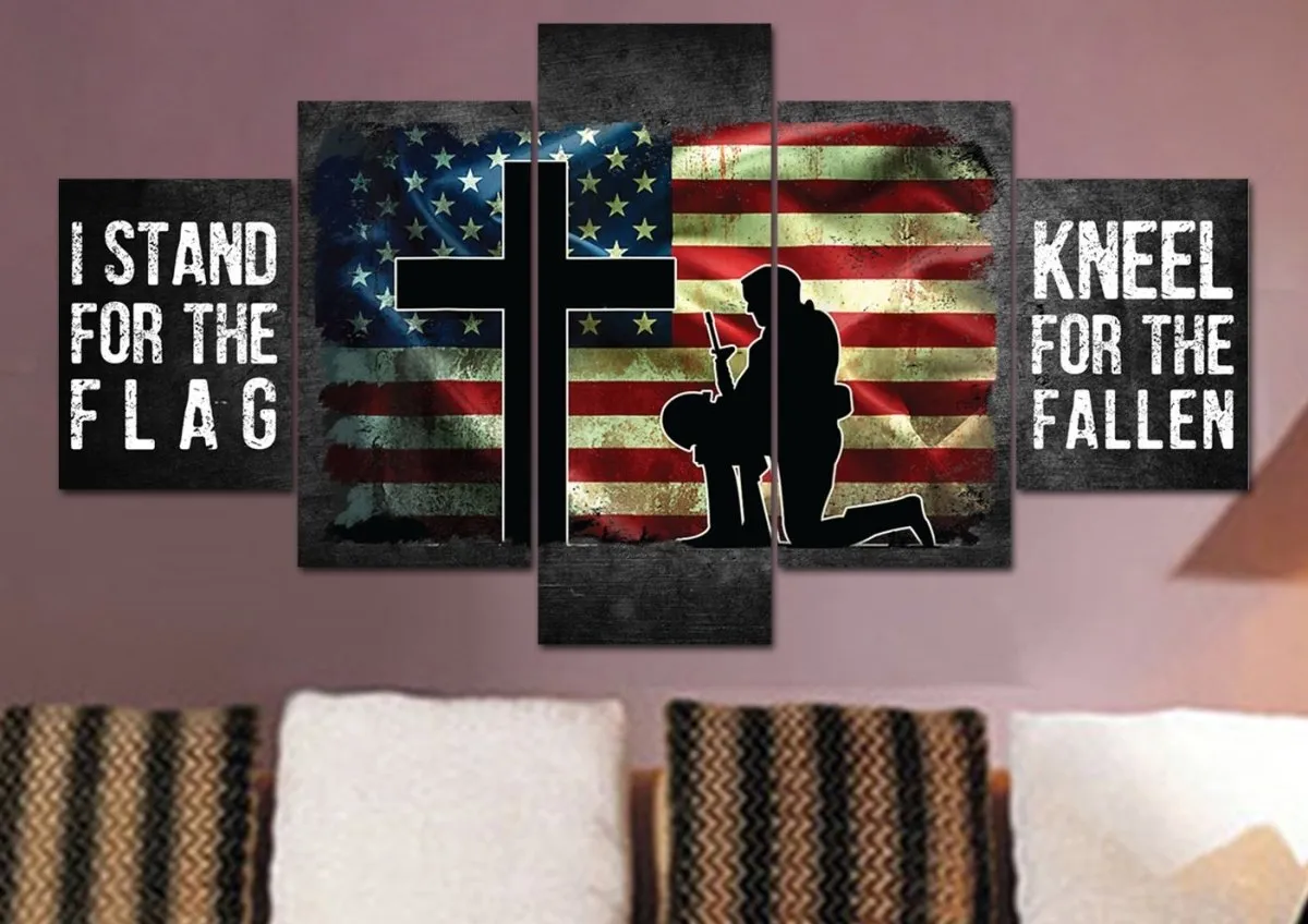 Kneel For The Flag American Flag Patriotic Wall Art - Christian Canvas Wall Art