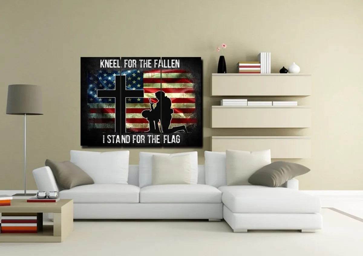 Kneel For The Flag American Flag Patriotic Wall Art - Christian Canvas Wall Art