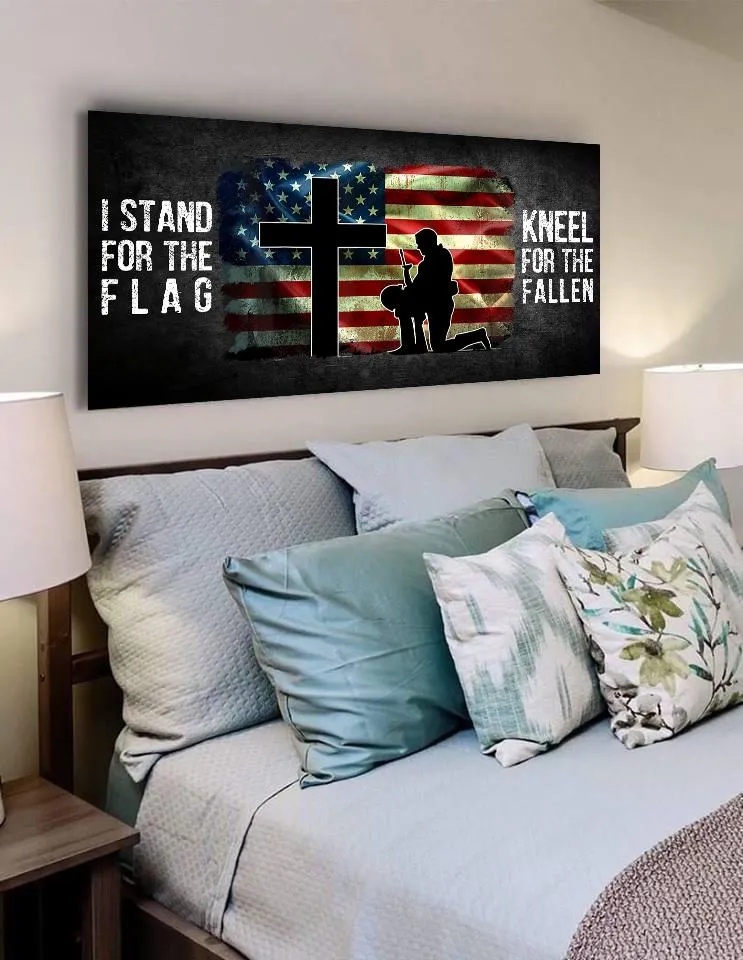 Kneel For The Flag American Flag Patriotic Wall Art - Christian Canvas Wall Art