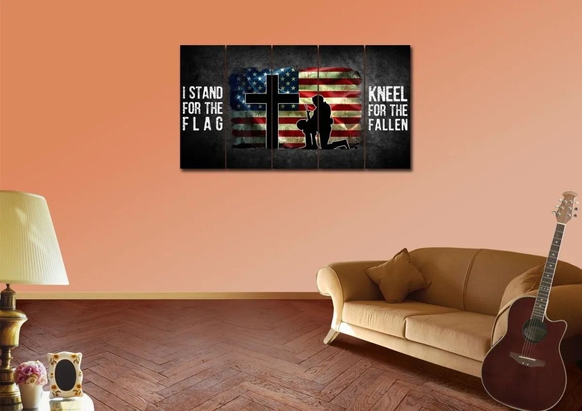 Kneel For The Flag American Flag Patriotic Wall Art - Christian Canvas Wall Art