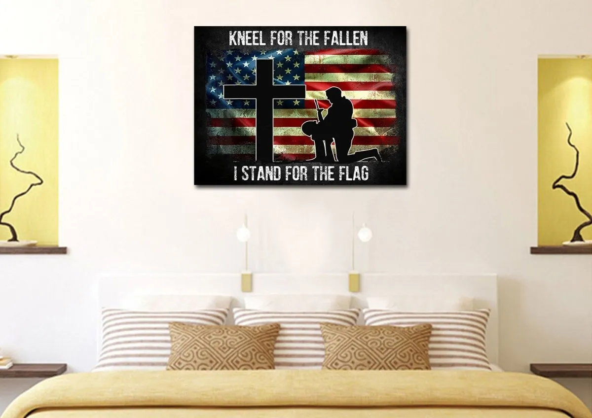 Kneel For The Flag American Flag Patriotic Wall Art - Christian Canvas Wall Art