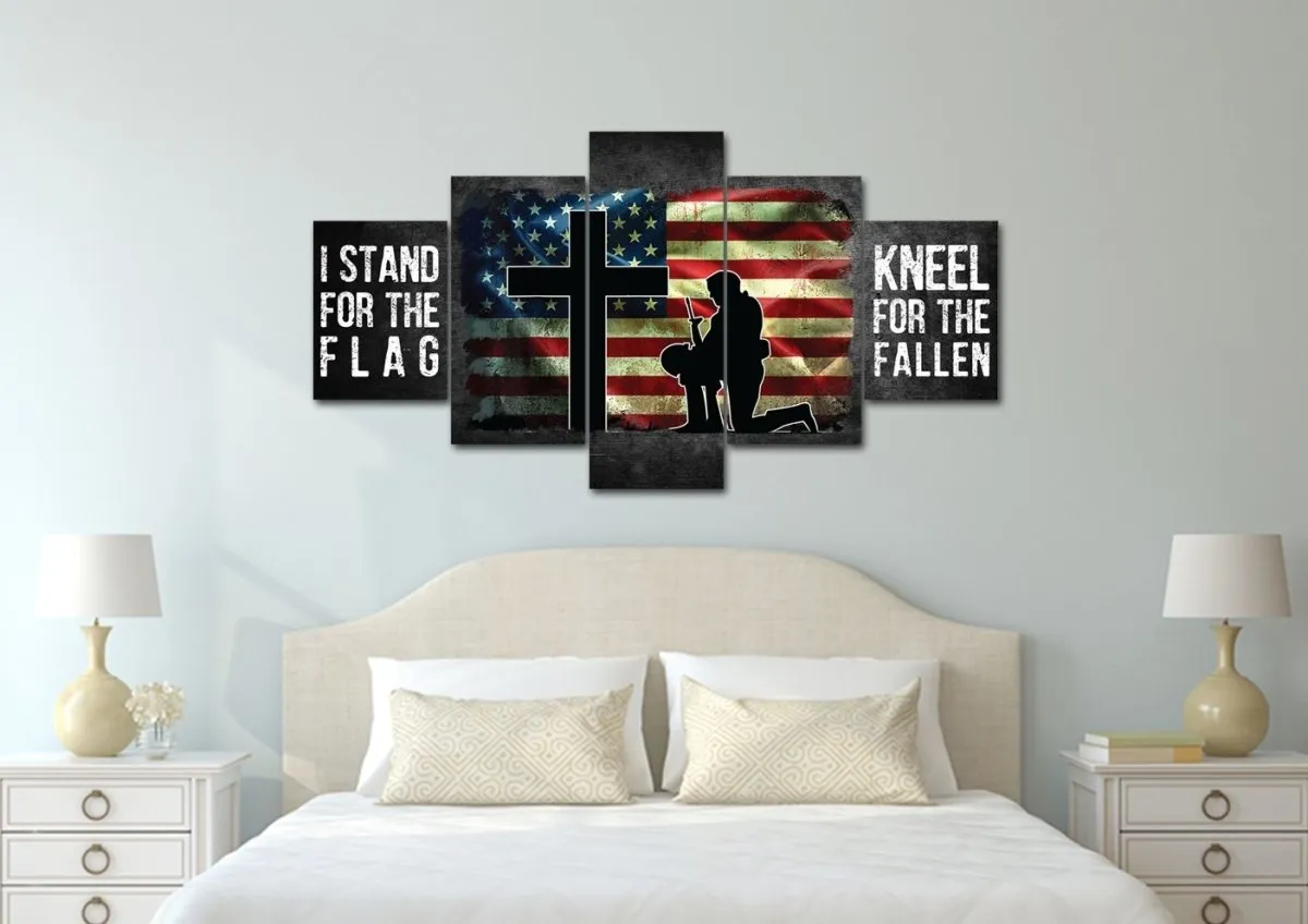 Kneel For The Flag American Flag Patriotic Wall Art - Christian Canvas Wall Art