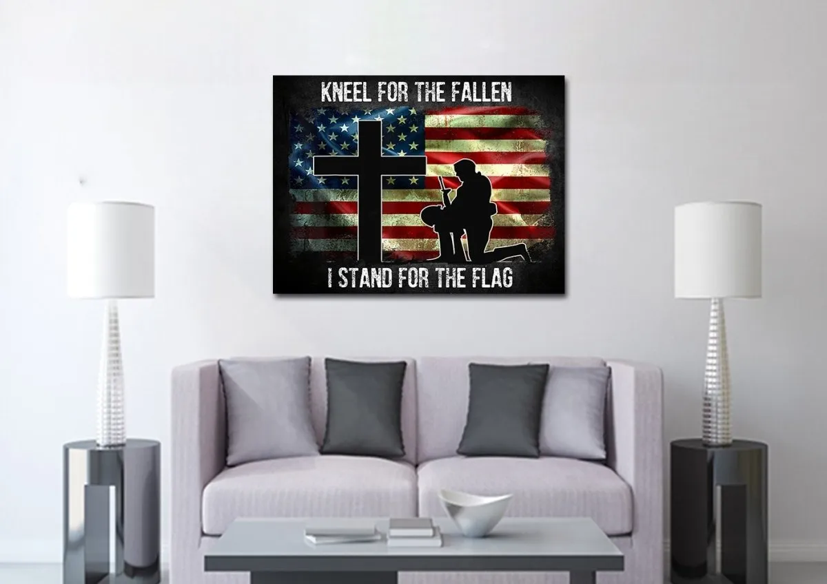 Kneel For The Flag American Flag Patriotic Wall Art - Christian Canvas Wall Art