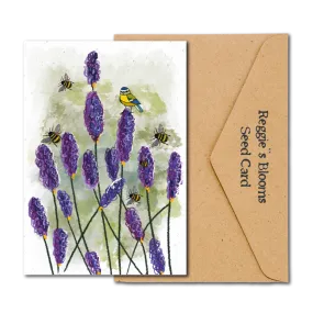 Lavender Birds And Bees Wildflower Plantable Seed Greeting Card