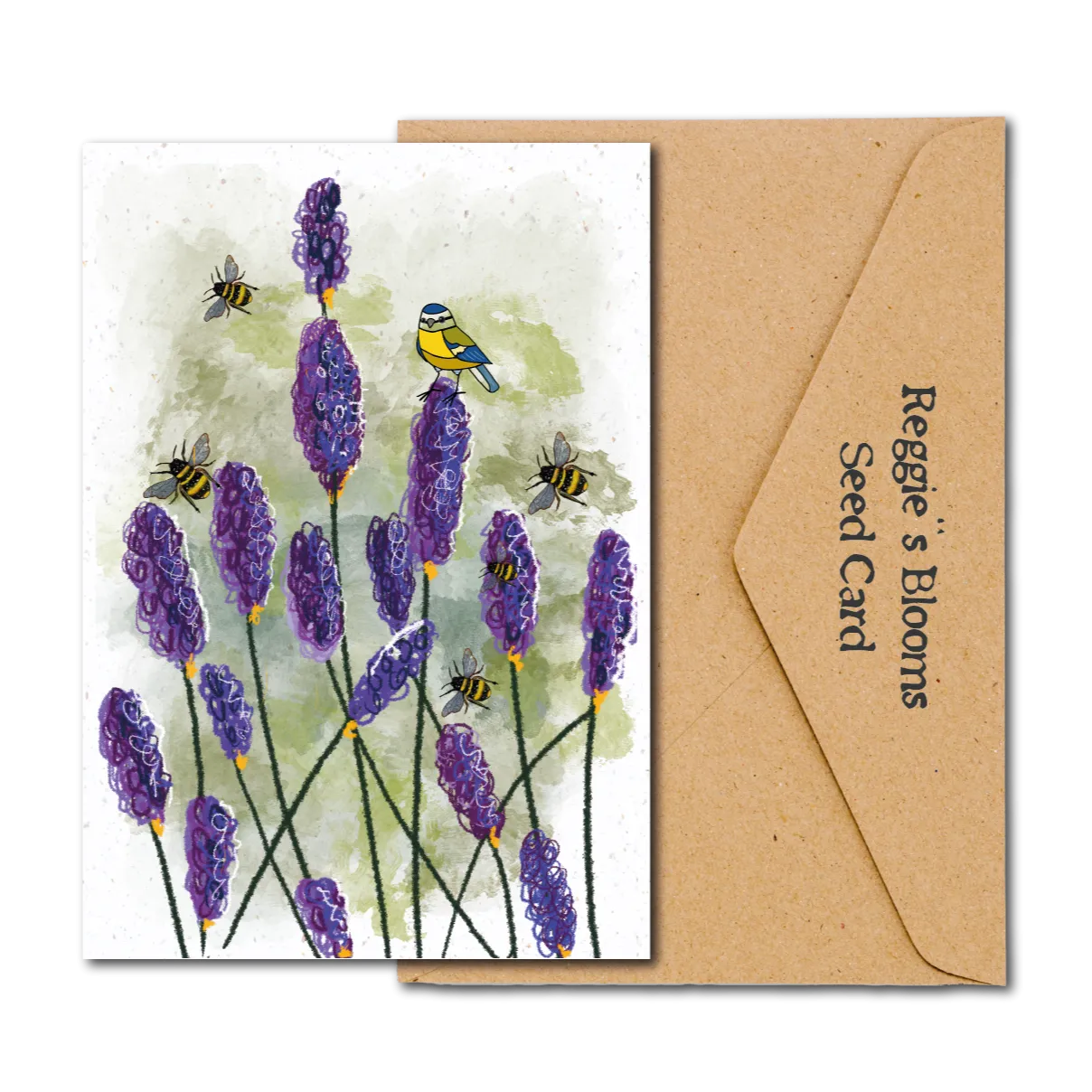 Lavender Birds And Bees Wildflower Plantable Seed Greeting Card