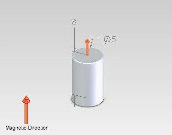 Neodymium Cylinder Magnet - 5mm x 8mm | N35