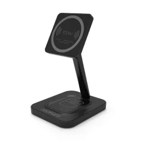 Promate 2-in-1 Wireless Stand 15W Mag Charger 5W Qi Wireless Black