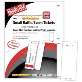 Small White Raffle Tickets Paper - 2.125in. X 5.5in. - Pack of 400